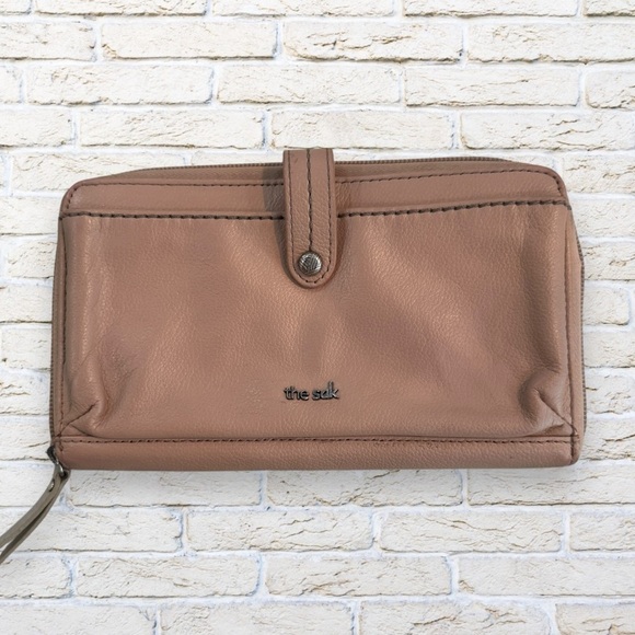 The Sak Handbags - The Sak Wallet Pink Leather Phone Clutch Zipper 3 Compartments Multi Card
